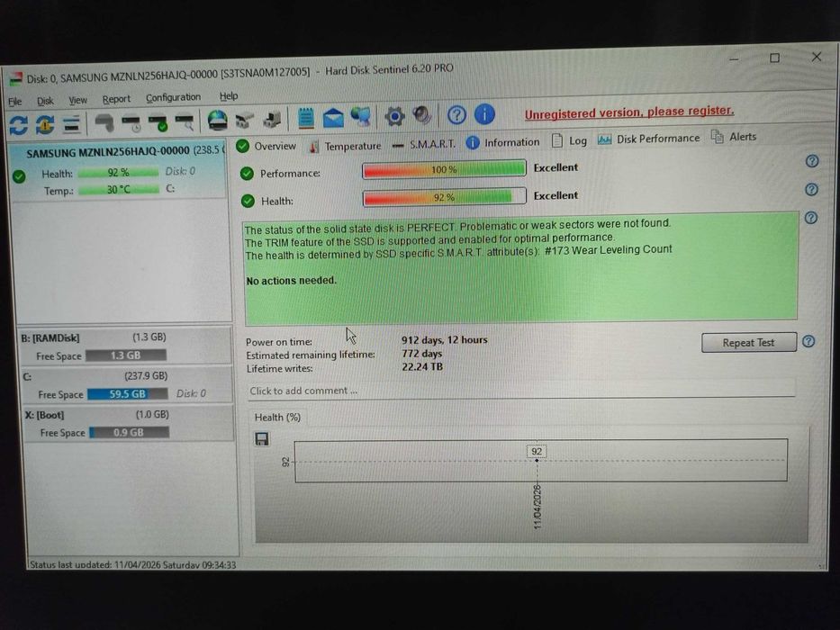 256Gb SSD Samsung PM871b SATA M.2. 2280