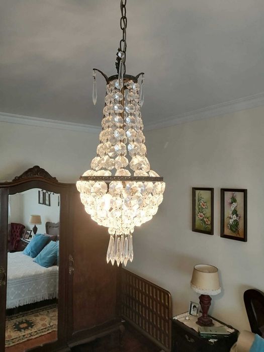 Lustre em Cristal, candeeiro de mesa e aplique - Lote de Iluminação com 3 candeeiros
