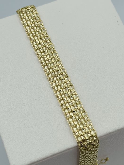 Złota Brasnoletka próba 585 14K szeroka Płaska Elegancka