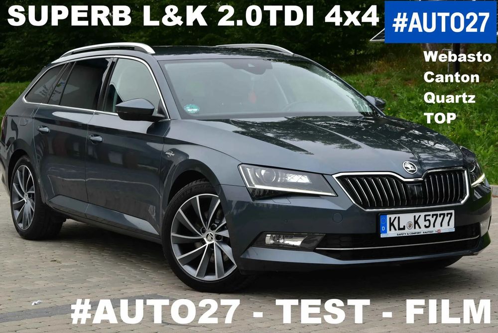 Skoda Superb #AUTO27*Film*2.0TDI 4X4*L&K*Webasto*ACC*Canton*Serwis*Full*Quartz*TOP