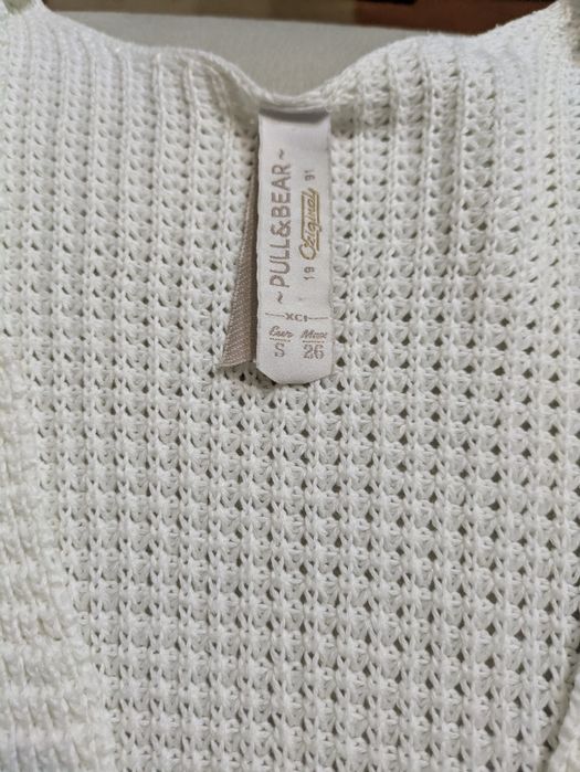 Casaco de malha branco da Pull&Bear