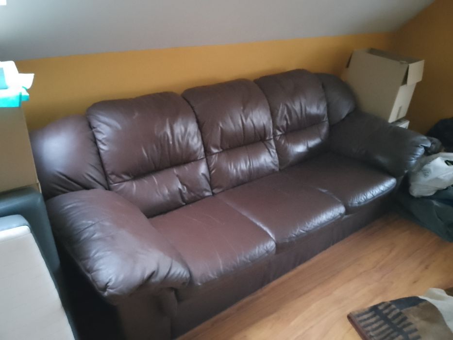 Kanapa SKÓRA NATURALNA Brąz, stan bardzo dobry