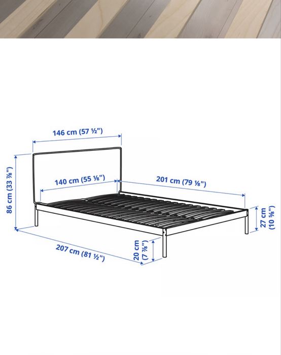 Łóżko Ikea Kleppstad 140x200 + materac
