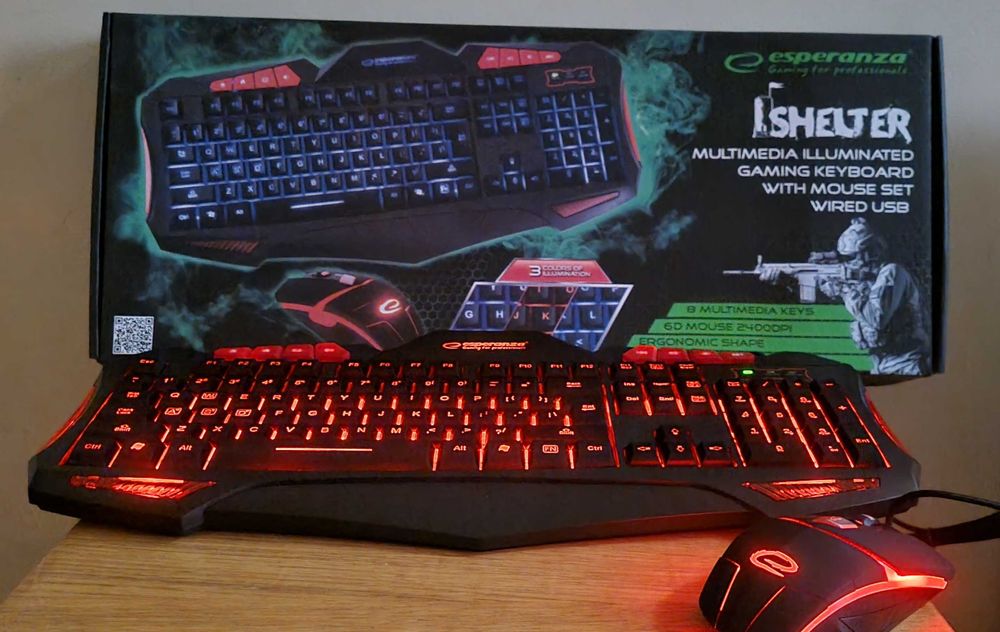 Zestaw Klawiatura i Mysz Shelter podświatlenie Led Gamingowa