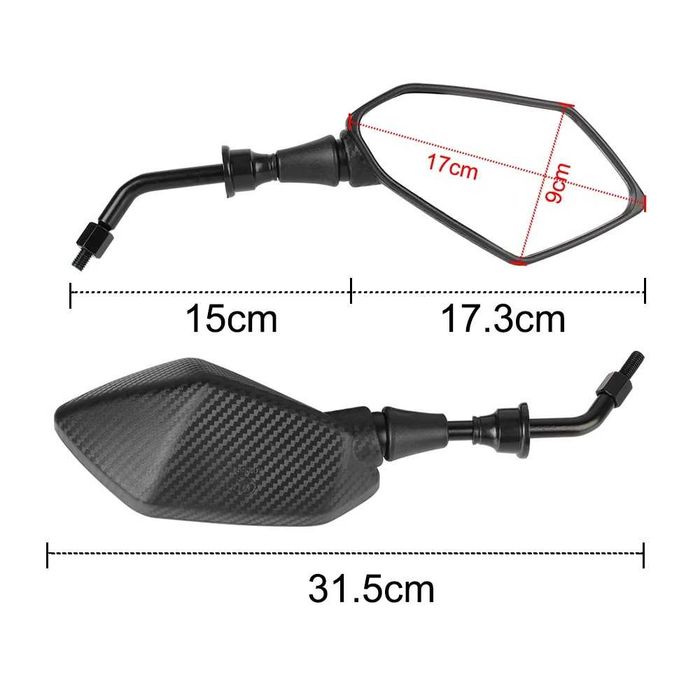 Espelhos Retrovisores Moto Aspeto Fibra de Carbono
