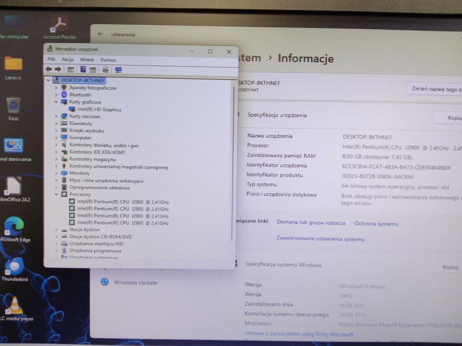 Komputer Używany AIO Lenovo S20-00 Intel 8GB 256 SSD 19' HD+ W11 GW FV