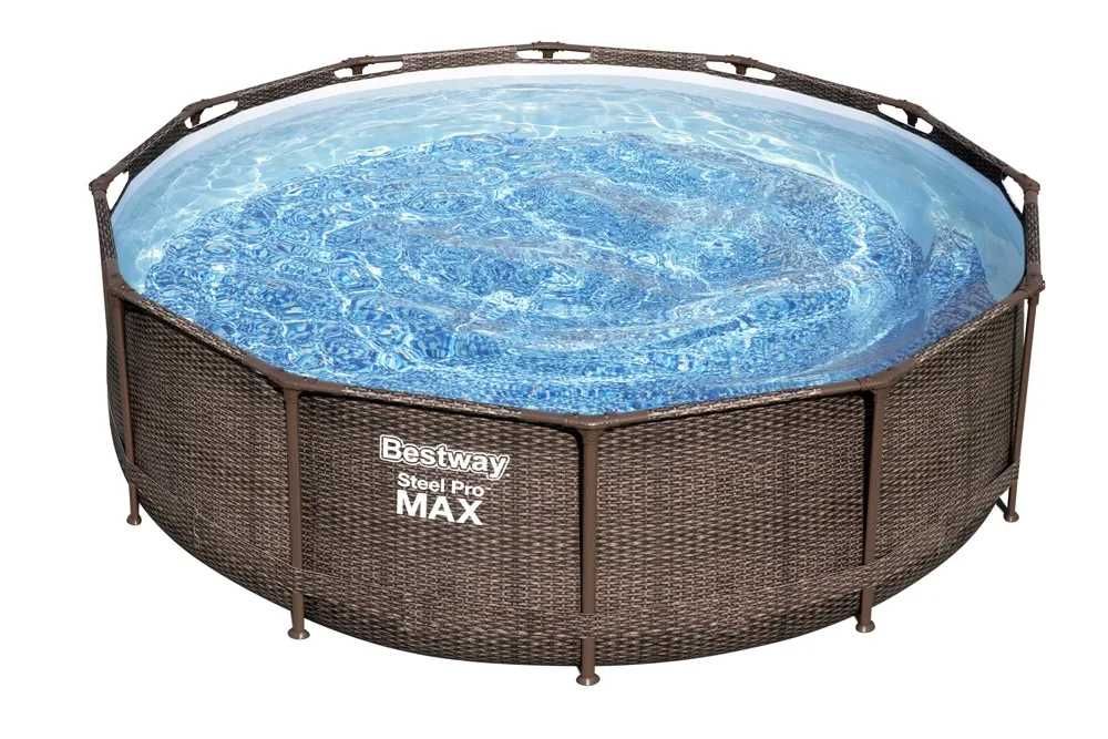 Basen na stelażu Steel Pro Max rattan okrągły - śr. 366 cm, wys. 100 cm