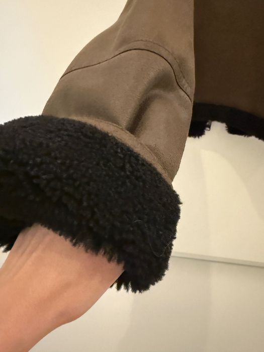 Kurtka zimowa  brąz kożuch krótka z mango