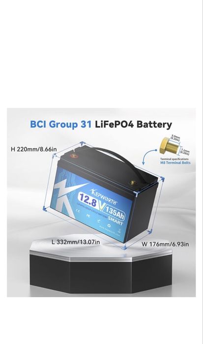 Акумулятор Kepworth LiFePo4 12V/135AH (1728Wh) Smart BMS