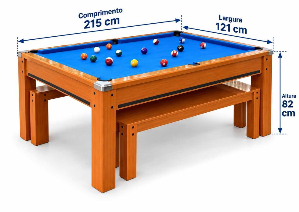 Jogo Snooker/Bilhar modelo "Vigo" + Bancos + Tampo Mesa - NOVOS
