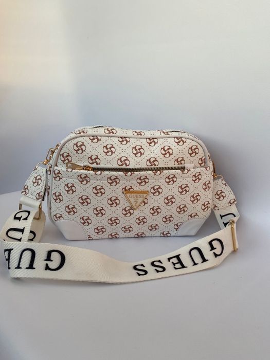 Сумка Guess біла жіноча кросс божі через плече месенджер