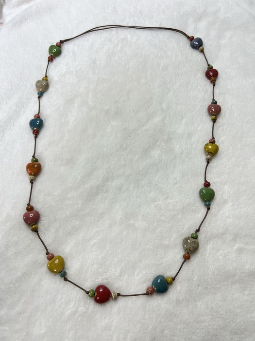 Naszyjnik koraliki ceramiczne serduszka aesthetic boho etno hippie 14
