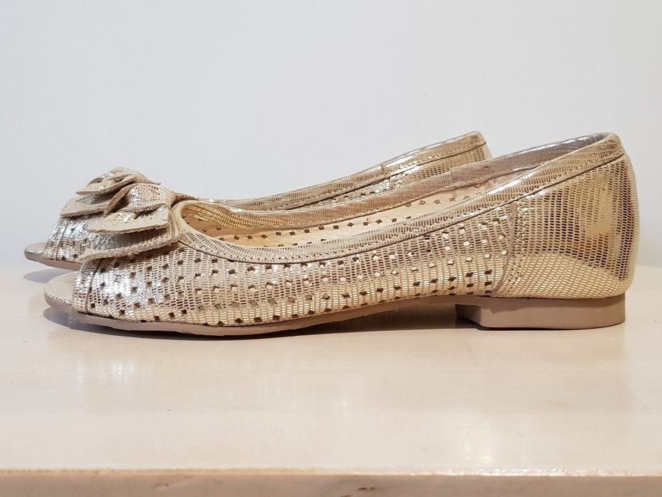 J. Wolski baleriny buty damskie 36 złote z kokardką