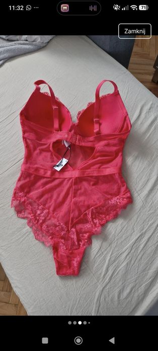 Prezent fuksja body seksowne strój walentynki nowy koronka