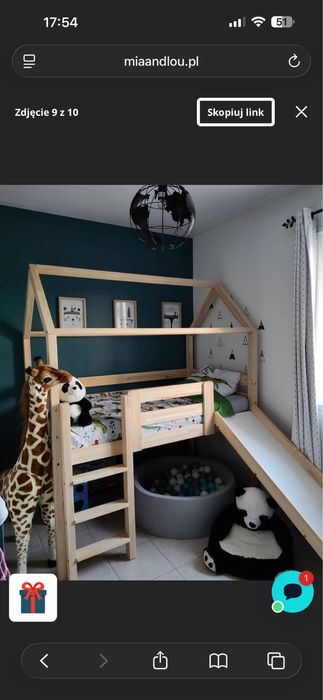 Łóżko piętrowe ,zjeżdzalnia 90x160