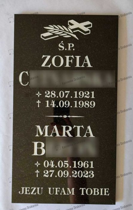 Tablica granitowa 25 cm x 30,5 cm ze zdjęciem (czarno-białe)
