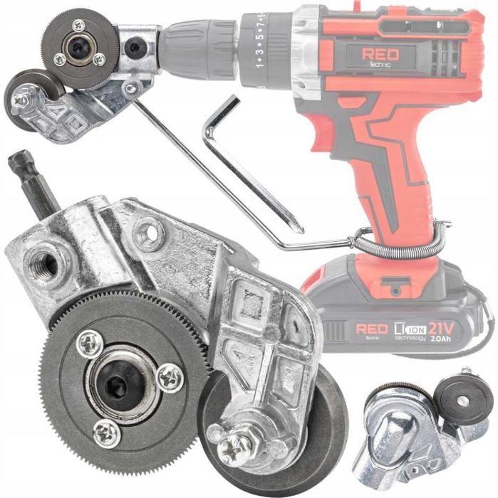 Adapter do cięcia blachy na wkrętarkę wiertarkę nożyce przystawka