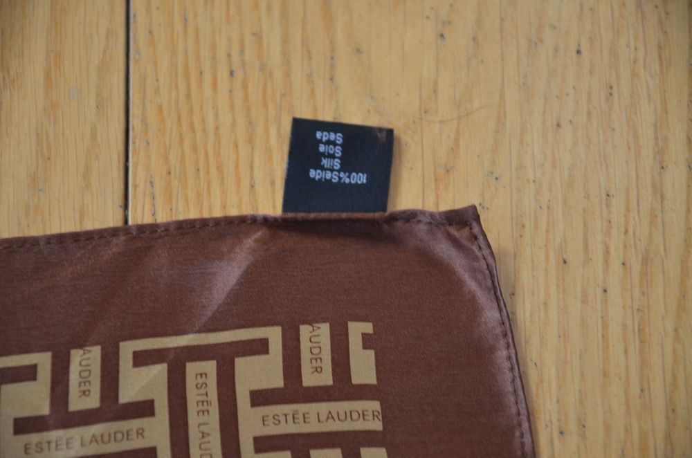 brązowa chusta /apaszka estee lauder 100% silk jedwab