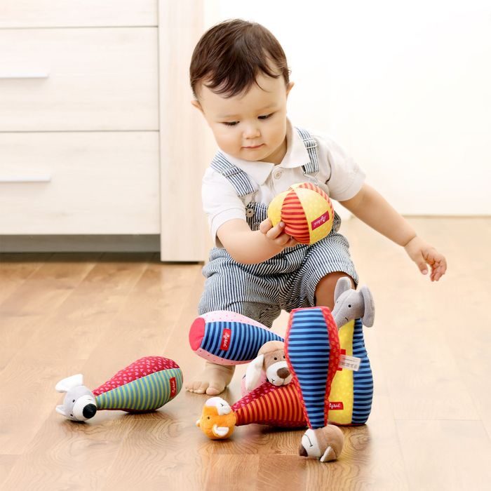 Zestaw miękkie kręgle dla dzieci zabawka rozwojowa patchwork gra si