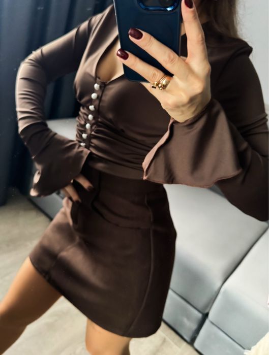 Кашемірова спідниця шоколад, сірий