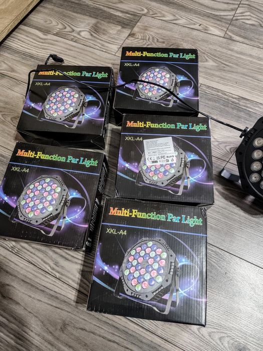 5 sztuk LED PAR 36x3W dla DJa na  impreze kolorowe RGB DMX + piloty