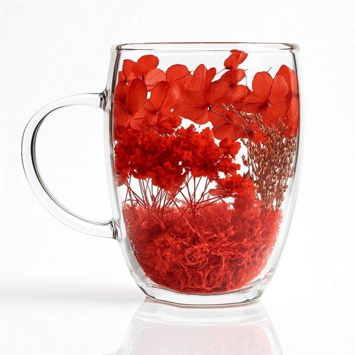 Szklanka Termiczna z Kwiatami 300ml Szkło Borokrzemowe