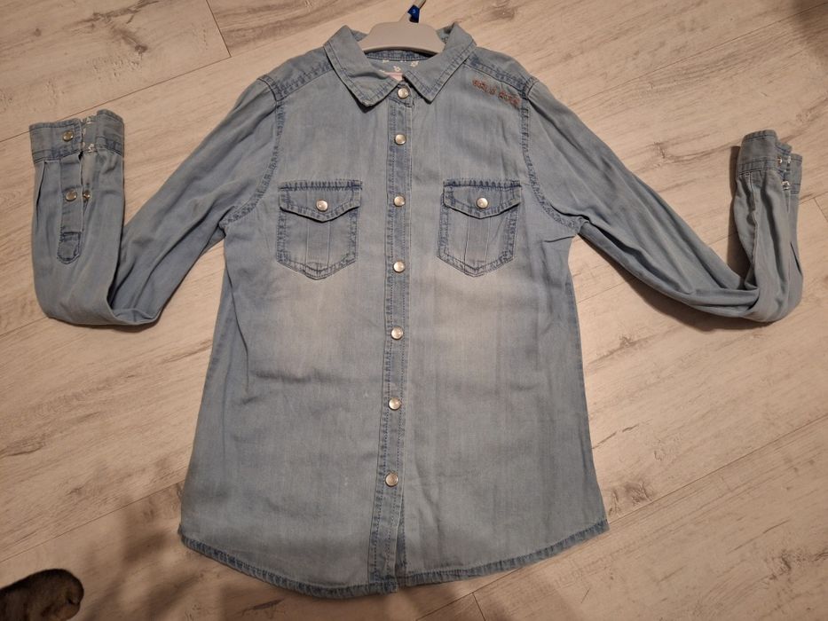 Wygodna koszula jeansowa bawełna r.140 10 lat wiosna jesień do szkoły