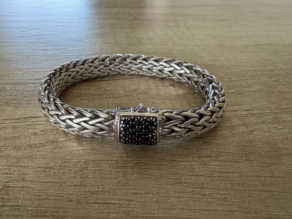 Bransoletka premium, marka John Hardy, srebro + szafiry , waga 87gram