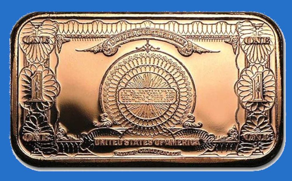 Barras de 1 Onça AVDP de Cobre Puro 999-USA