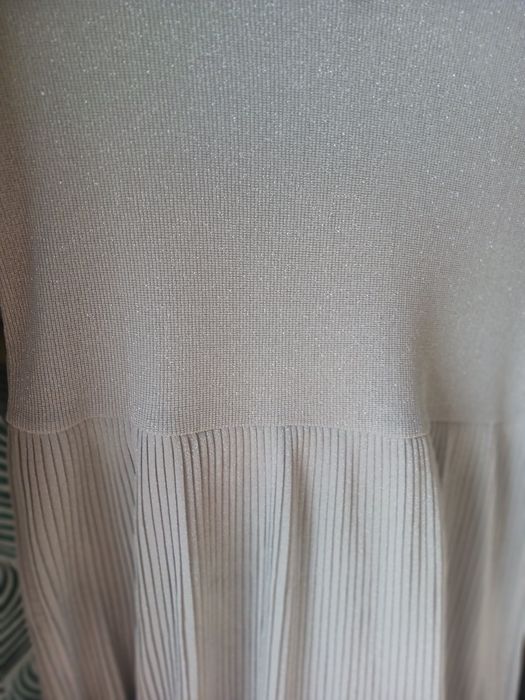 Vestido malha, prateado, Mango
