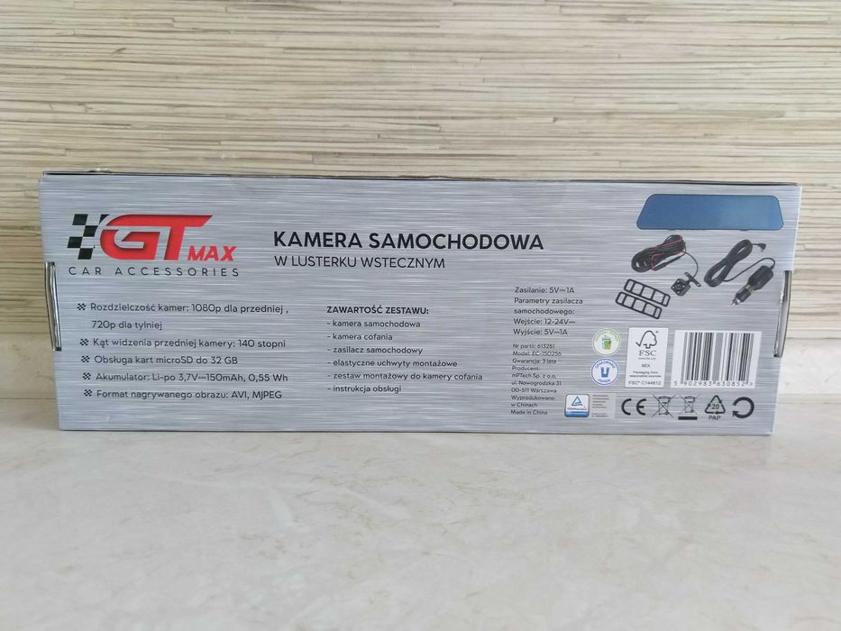 NOWA Samochodowa Kamera Cofania Rejestrator Jazdy Dotykowy 4,8" 150mAh