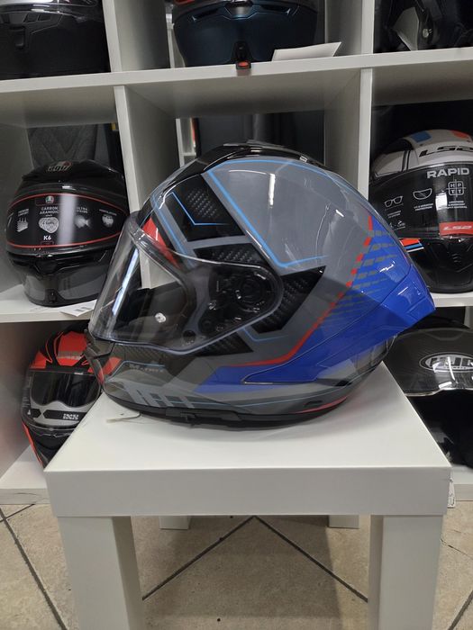 Kask motocyklowy matryx szaro niebieski nitegralny roz S