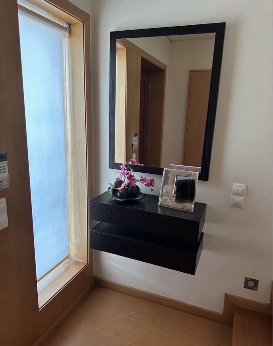 Móvel Hall entrada com duas gavetas e espelho parede