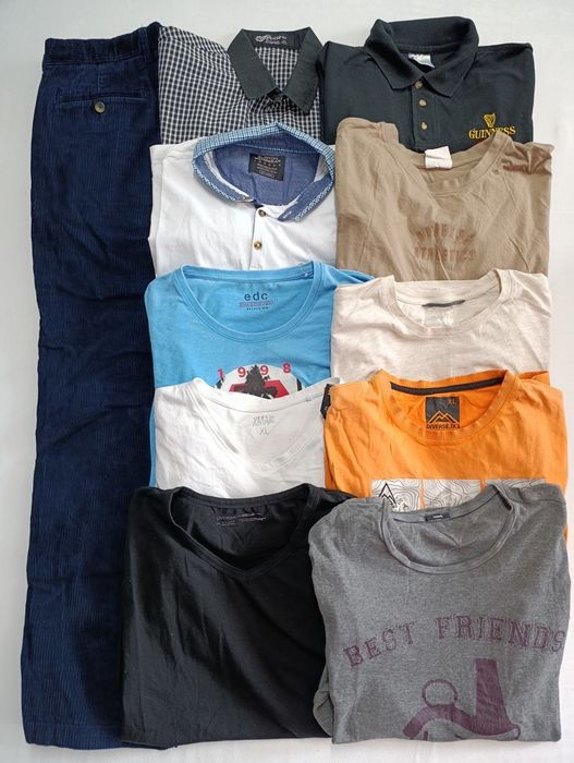 Pakiet odzieży męskiej używanej t-shirty spodnie koszula 11 sztuk XL