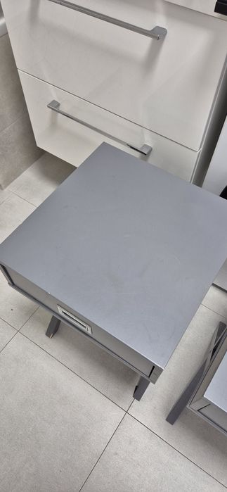 2x  Stolik nocny z szufladą szary kwadratowy