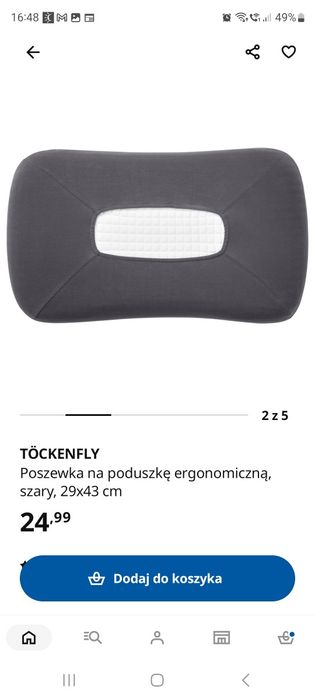 Töckenfly Poszewka na poduszkę ergonomiczna  29x43 2 szt..