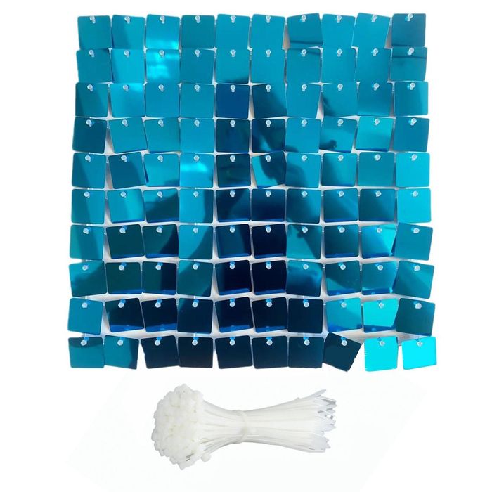 Фотозона. Блакитна настінна панель з мерехтливими паєтками (30x30 см).