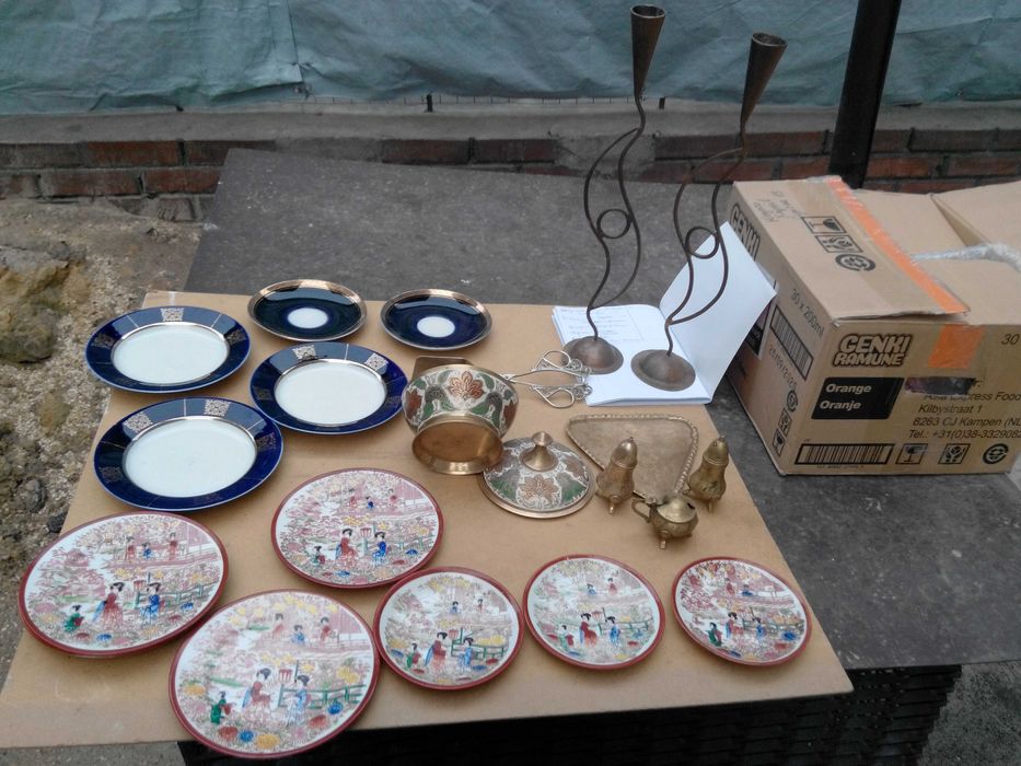 чайный сервиз Гейша Япония фарфор посуда латунь Индия