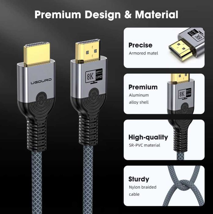 Високошвидкісний кабель HDMI - HDMI 2.1, 1.5м (8K 60Hz / 4K 120-165Hz) Мідь