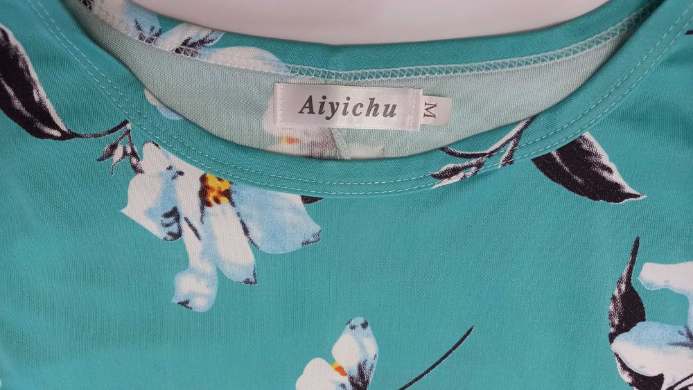 р. M 46 Aiyichu Floral бирюзовое платье в цветочный принт