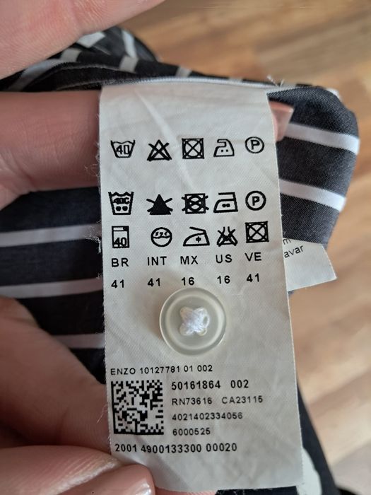 Koszula w paski Hugo Boss 41 L XL czarno biała Bawełniana