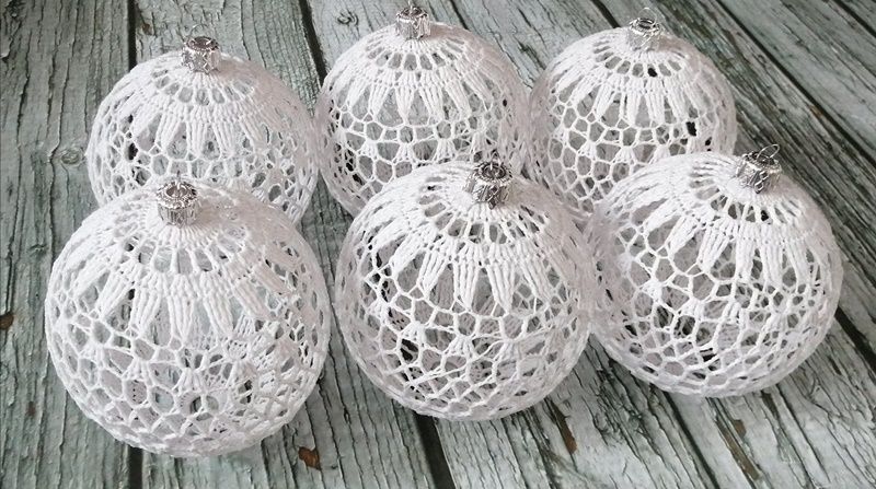 Bombka bombki szydełkowe 12cm białe