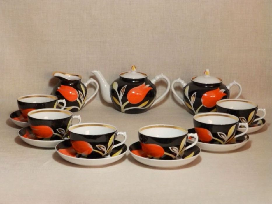 Чайный сервиз ТЮЛЬПАН Дулево фарфор СССР Красота! Сохранность ОТЛИЧНАЯ