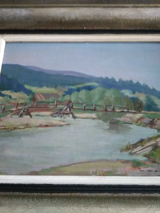 Olejny stary pejzaż sygn. M. Oracki -Serwin