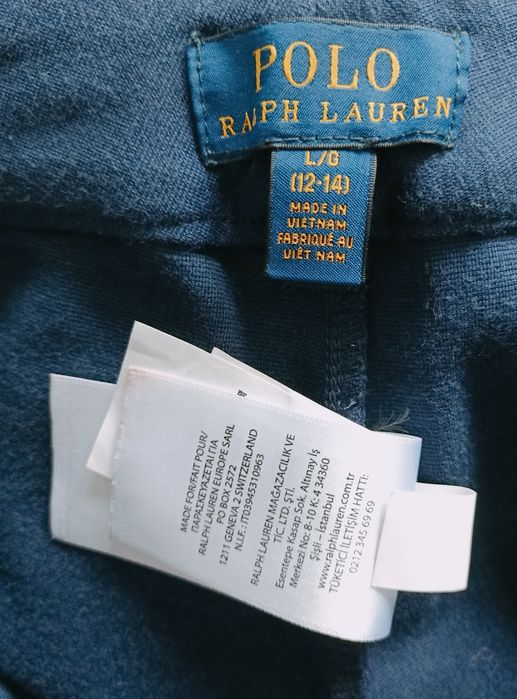Granatowe spodnie dziewczęce tregginsy legginsy Ralph Lauren 12/14