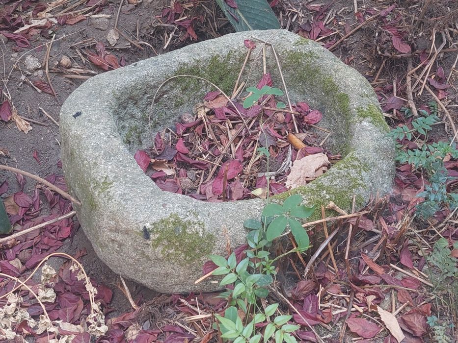 Pia  antiga em pedra rústica