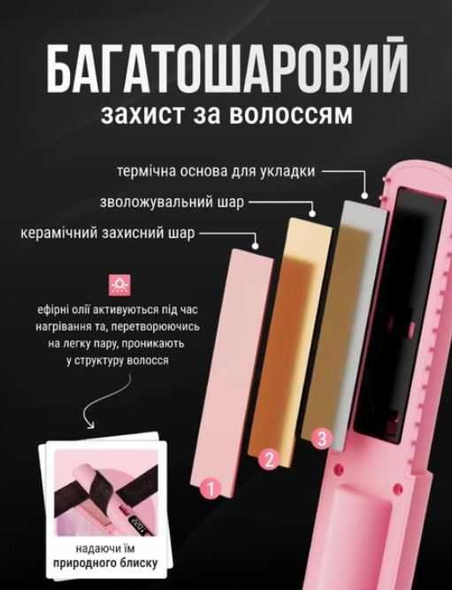 Утюжок випрямляч для волосся  міні бездротовий керамічний з Led диспл.