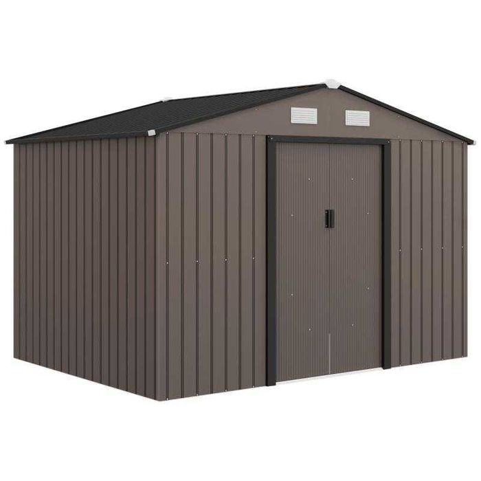 Abrigo de Jardim Metálico 277x195x192 cm com Base