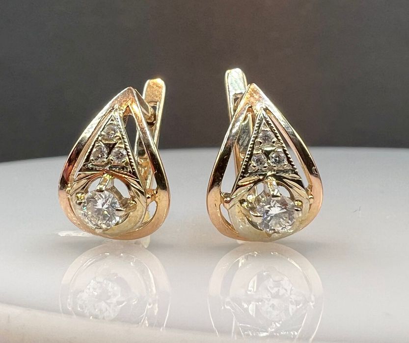 Сережки золоті 585 з діамантами