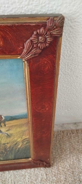 Moldura antiga com vidro e estampa